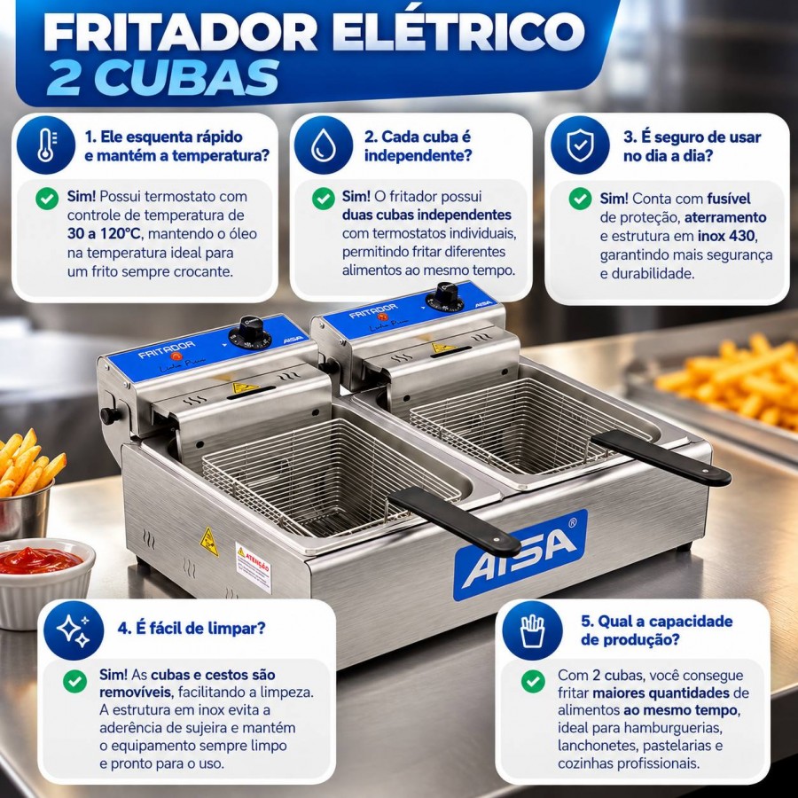 FRITADEIRA 5 LITROS 2 CUBAS